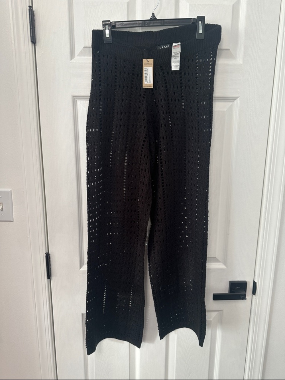 Boohoo Mens Black Crochet Knit Pants